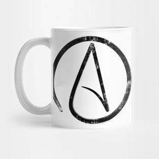 Atheism Sign Black distressed atheist Mug